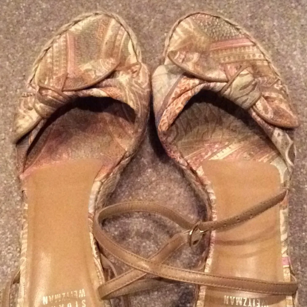 Stuart Weitzman Floral fabric wedge espadrilles Summer shoes, 8.5